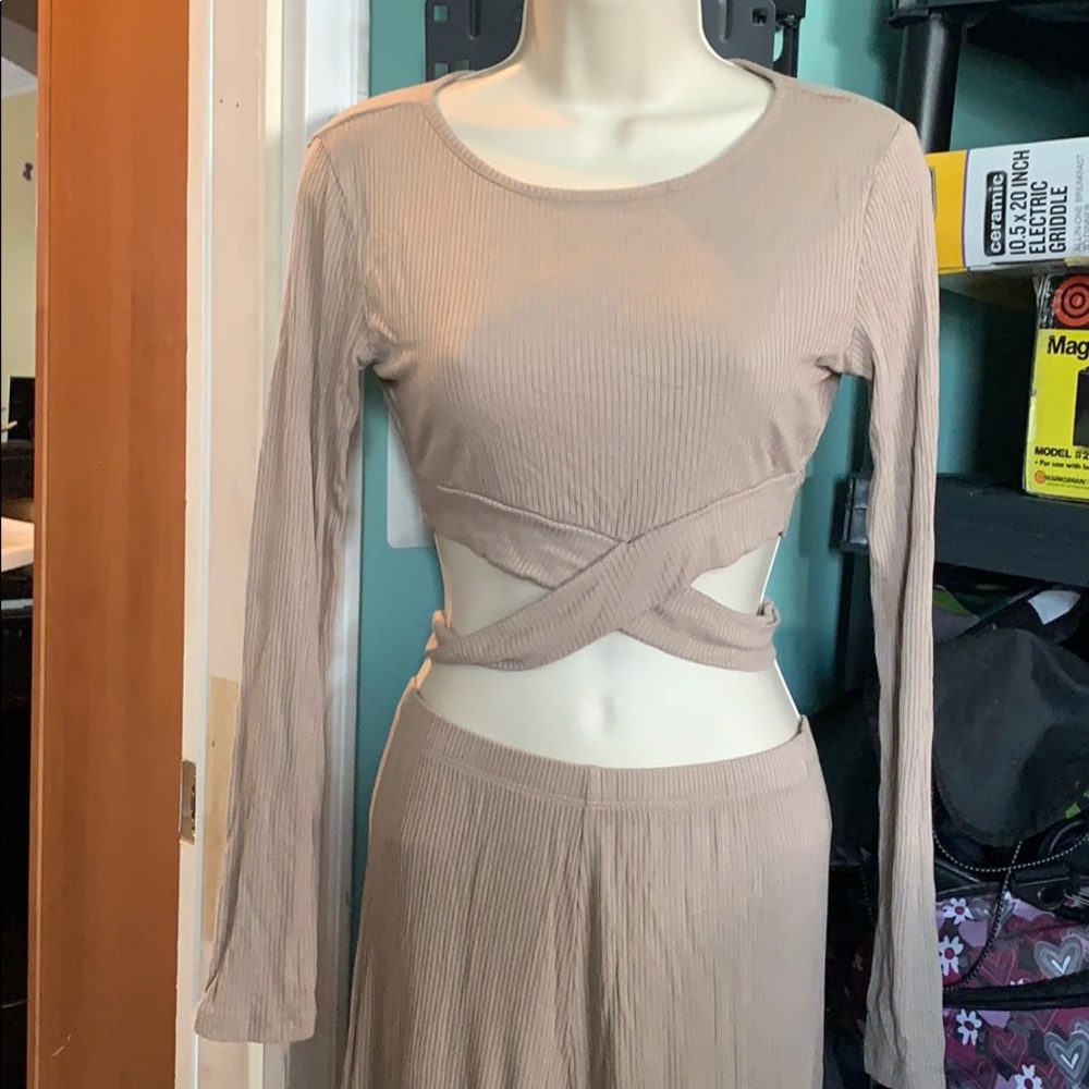 Beige Ribbed Co-Ord Set